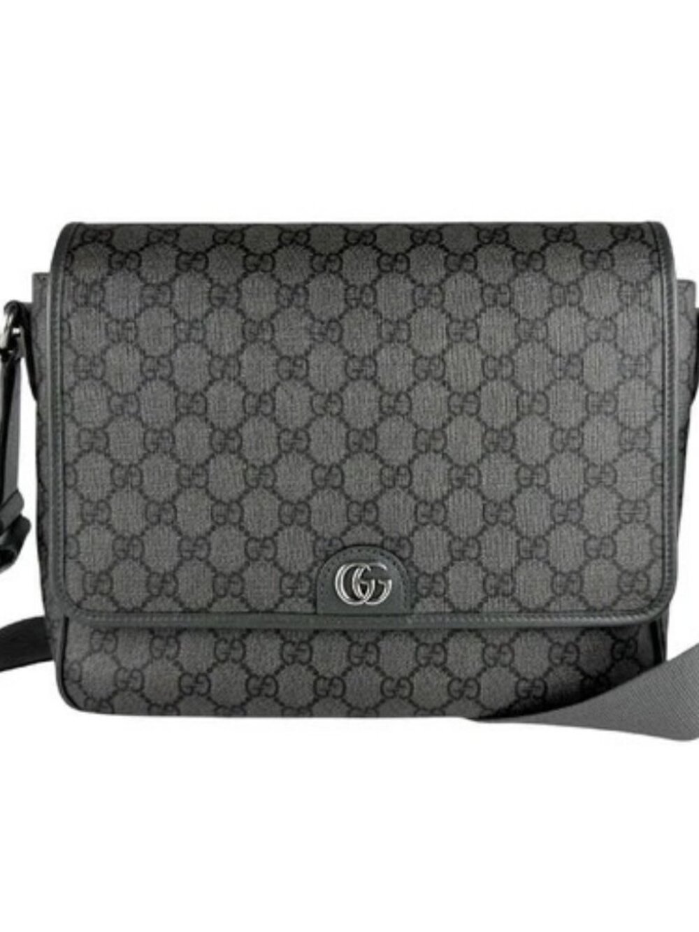 Auth GUCCI GG Supreme Crossbody Shoulder Bag Gray PVC/Silvertone - z10123